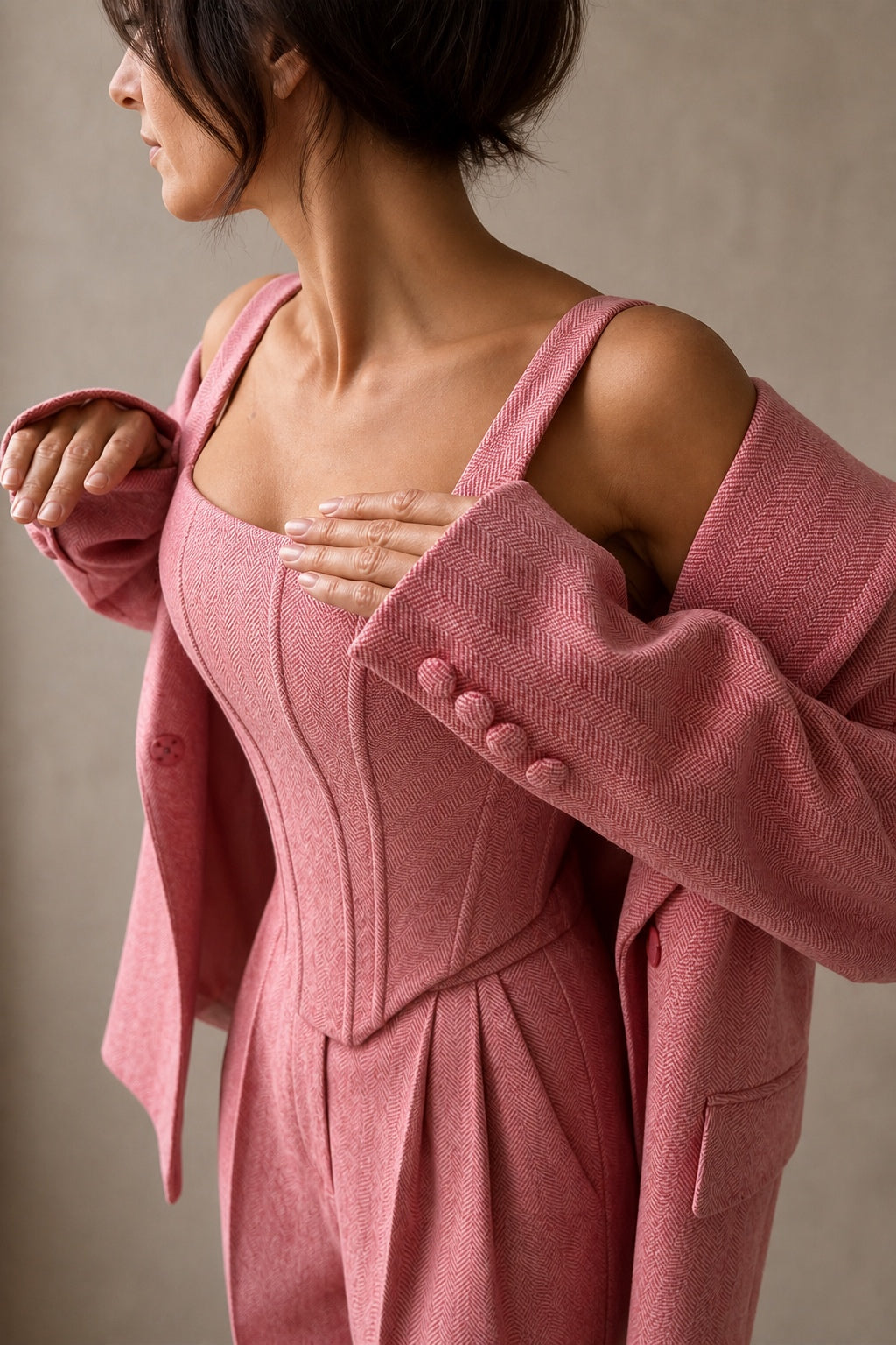 Dolce | Completo a Tre Pezzi con Blazer Doppiopetto