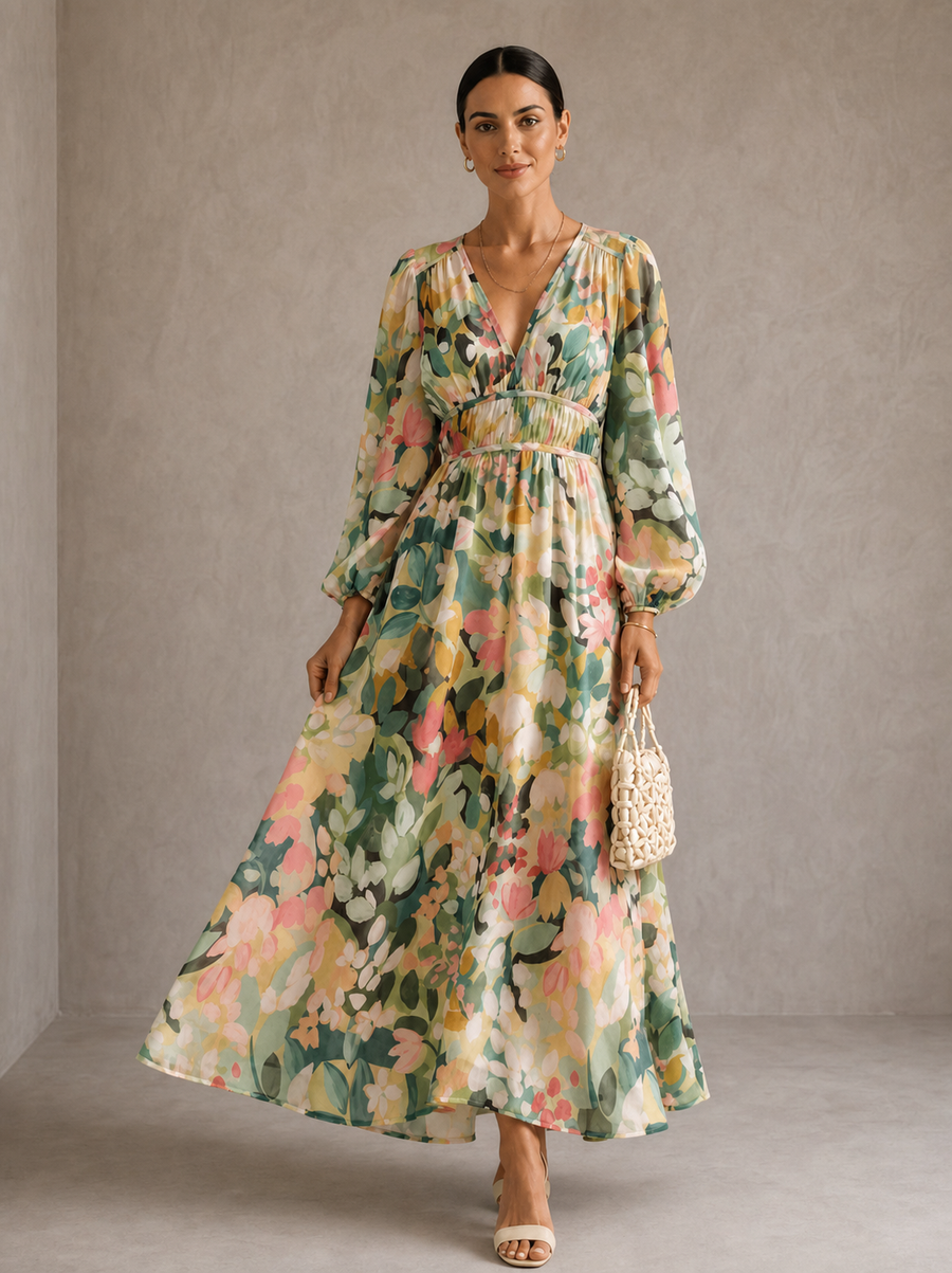 Celine | Abito Femminile con Motivo Floreale