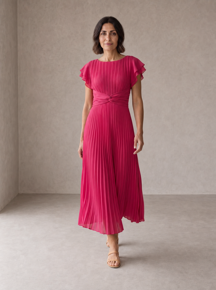 Seraphina | Elegante Maxi Abito Plissettato con Vita Annodata