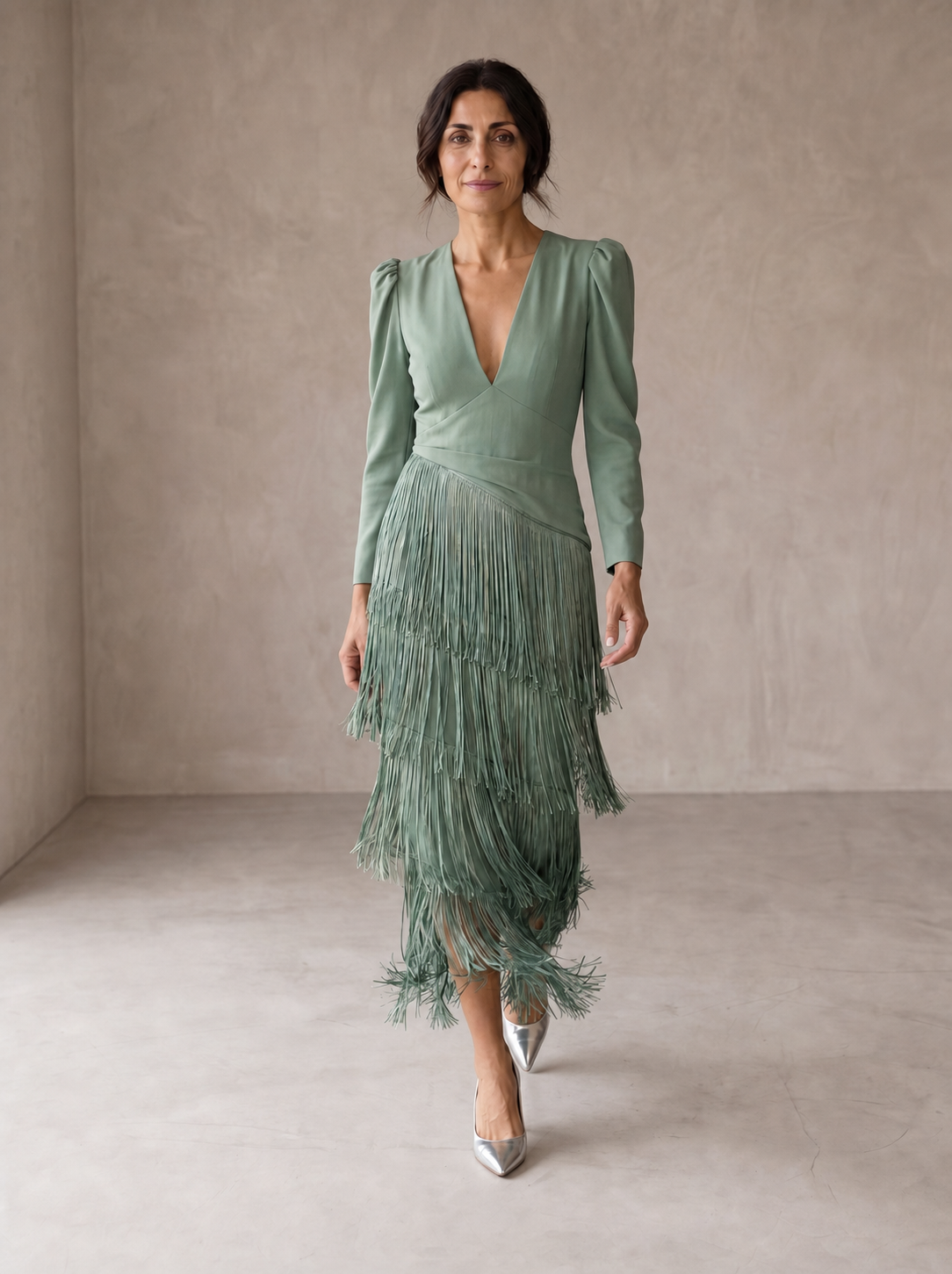 Chiara | Abito Elegante con Maniche a Frange