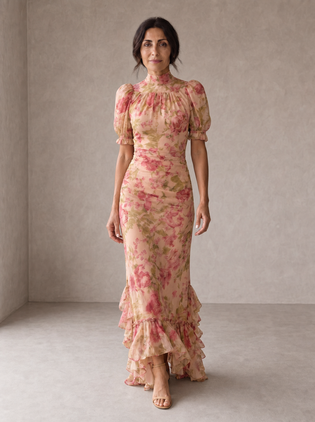 Rosario | Abito Lungo Floreale in Chiffon