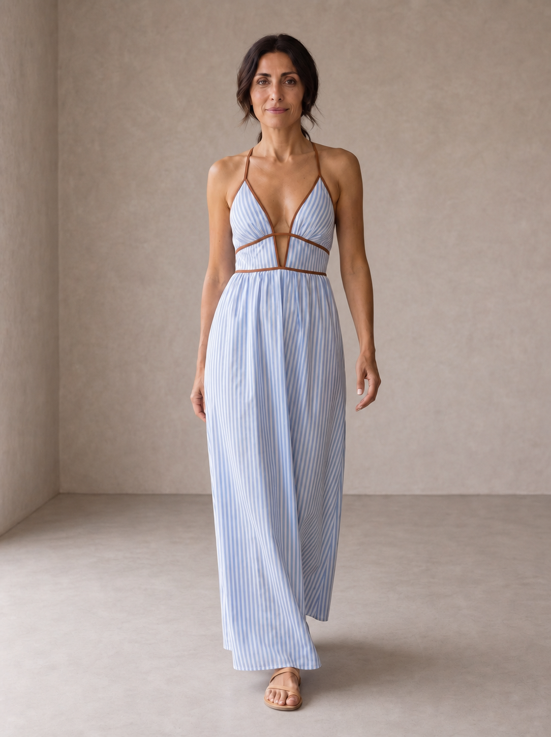 Laurina | Abito Lungo a Righe con Scollo cut-out