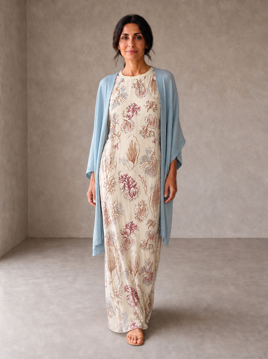 Elveria | Abito maxi con cardigan