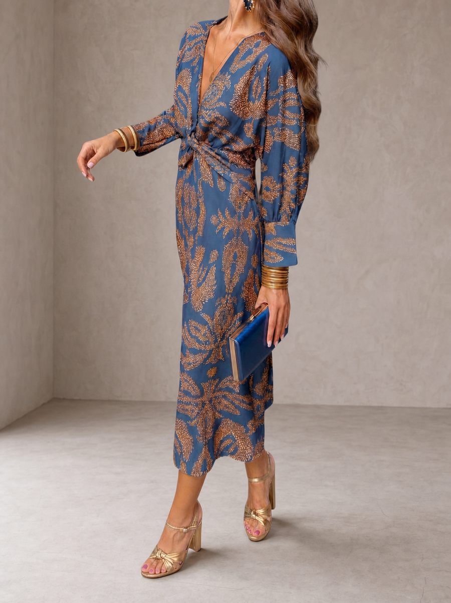 Celeste | Abito Midi Eleganza Fiorita