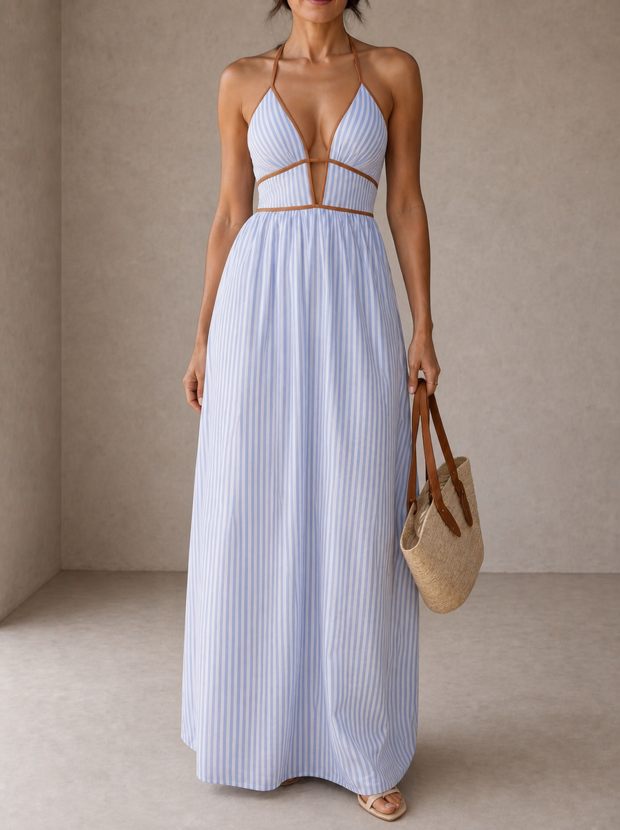 Laurina | Abito Lungo a Righe con Scollo cut-out