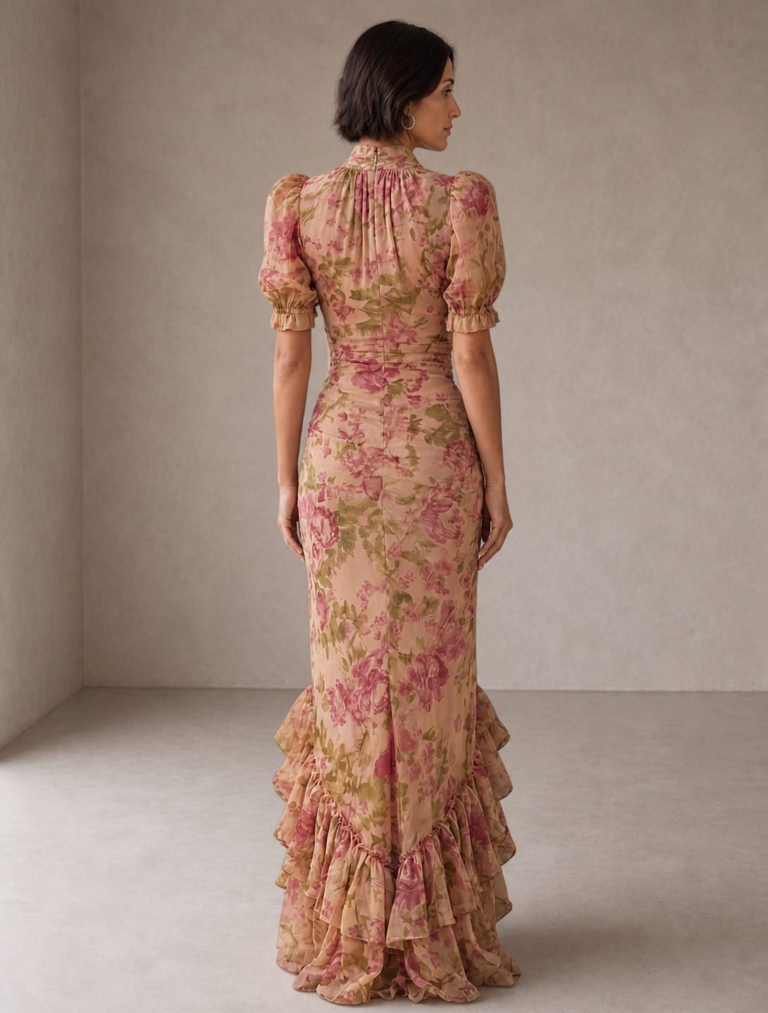 Rosario | Abito Lungo Floreale in Chiffon