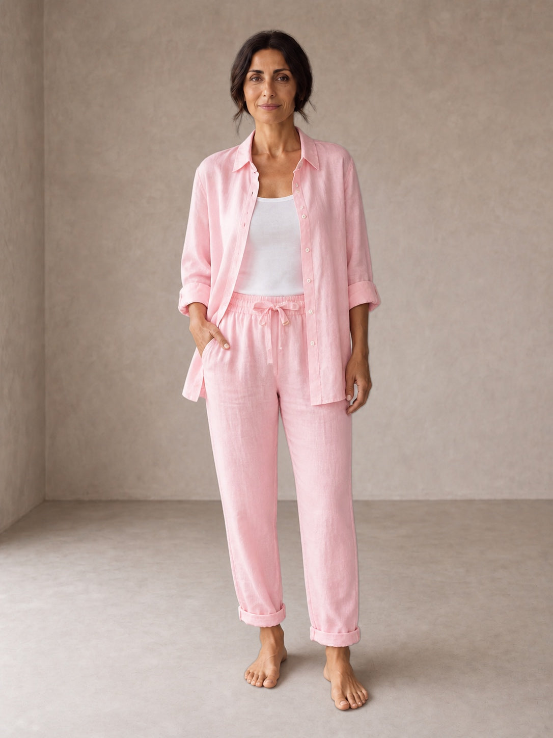 Martina | completo camicia e pantaloni in lino e cotone