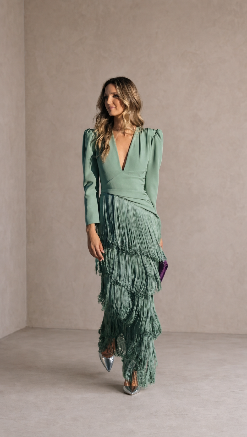 Chiara | Abito Elegante con Maniche a Frange