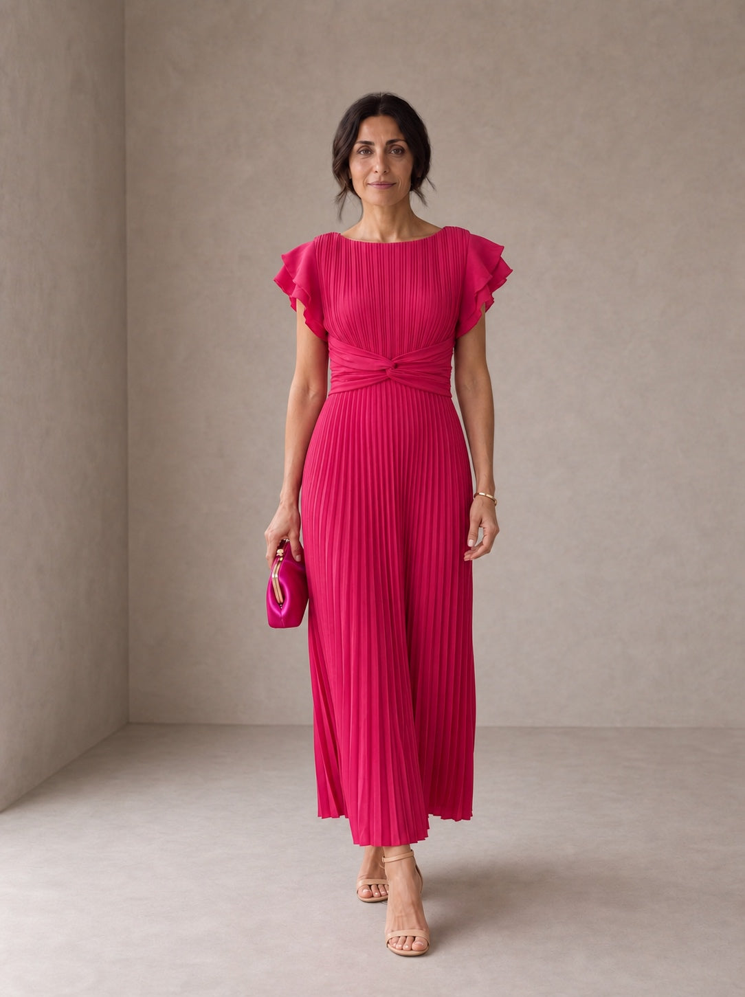 Seraphina | Elegante Maxi Abito Plissettato con Vita Annodata