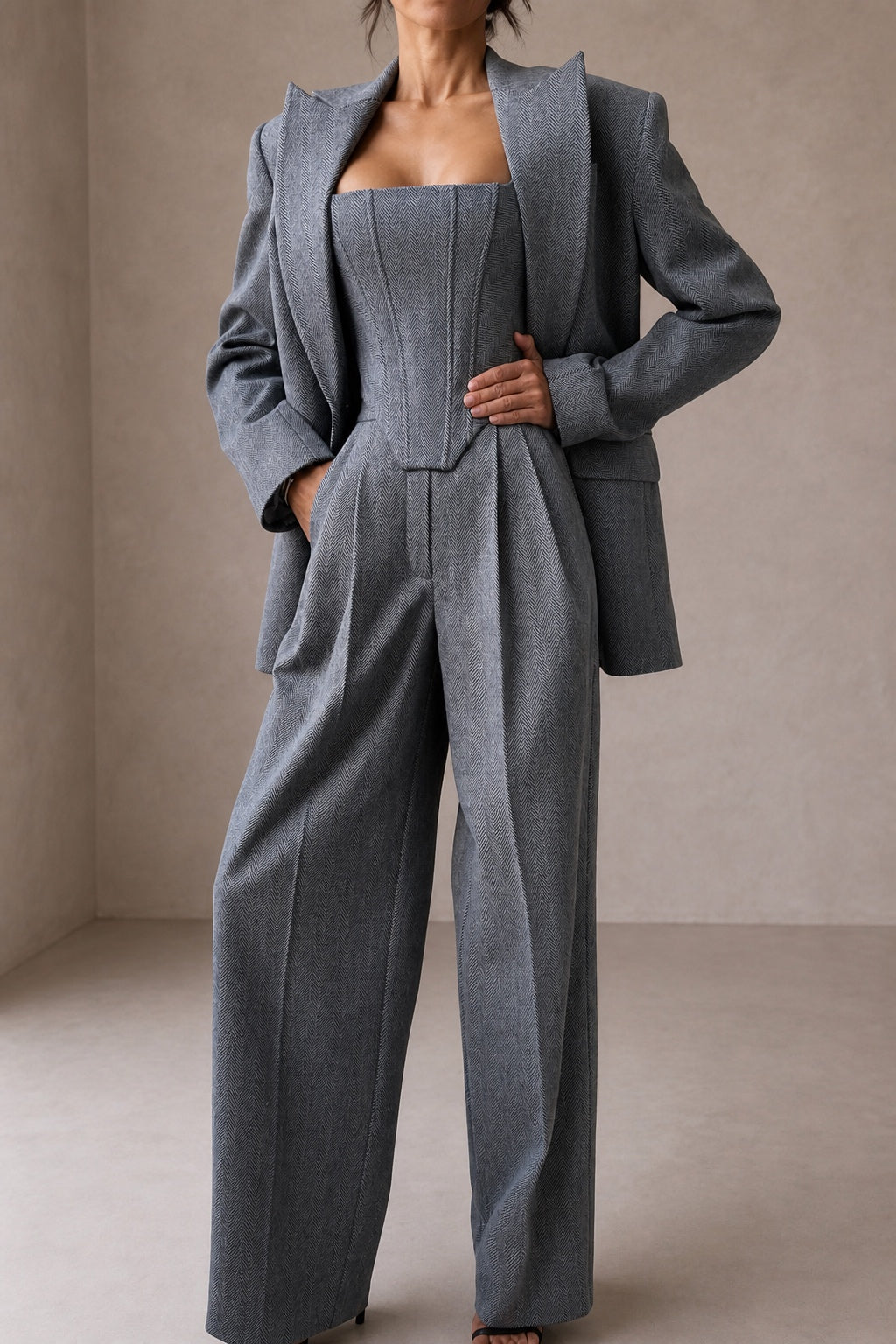 Dolce | Completo a Tre Pezzi con Blazer Doppiopetto