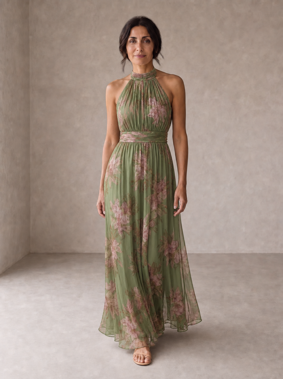 Livia | Abito Maxi Halter Floreale Elegante