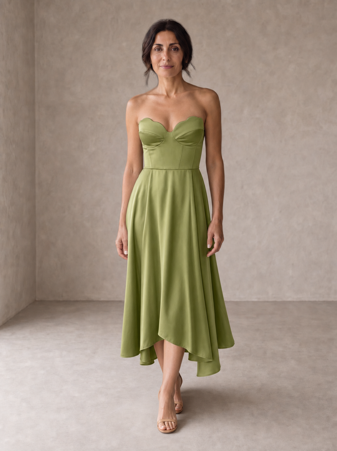 Liora | Abito Midi Elegante Senza Spalline