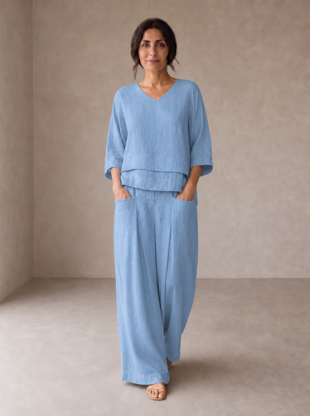 Renaya | Completo casual in cotone e lino