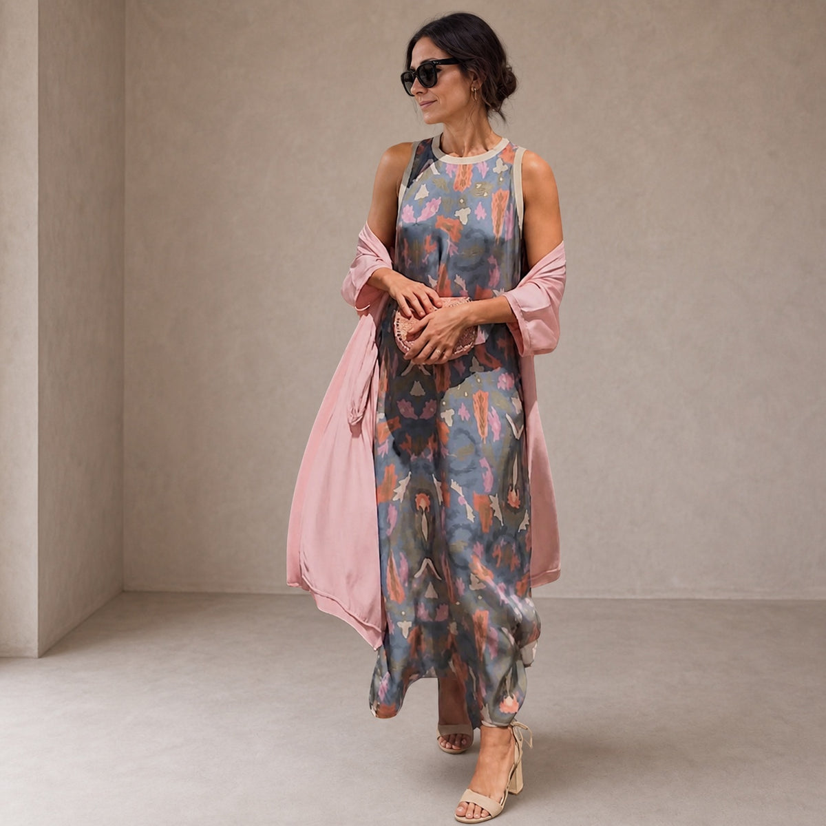 Elveria | Abito maxi con cardigan