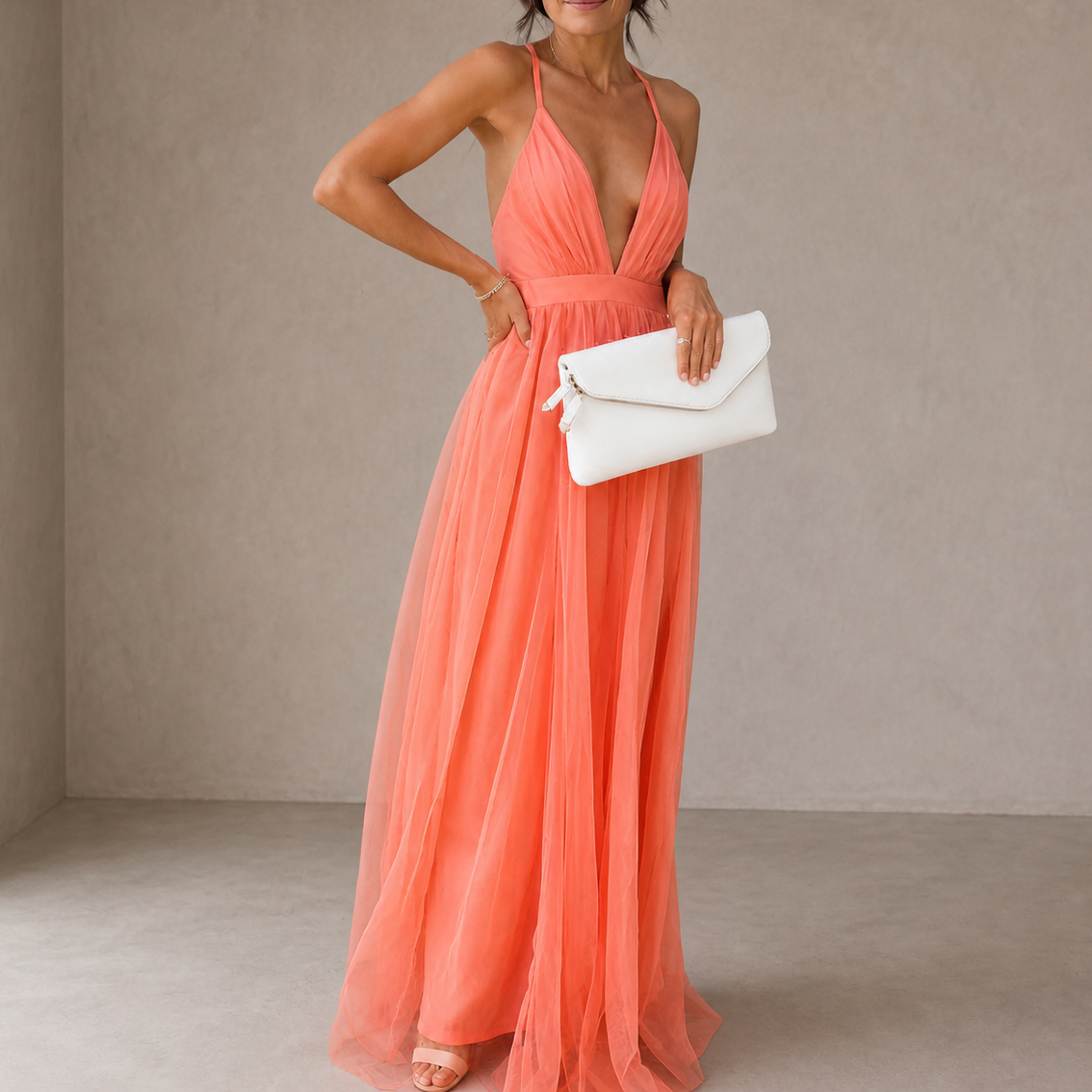 Ginevra | Maxi Abito Luce Corallo