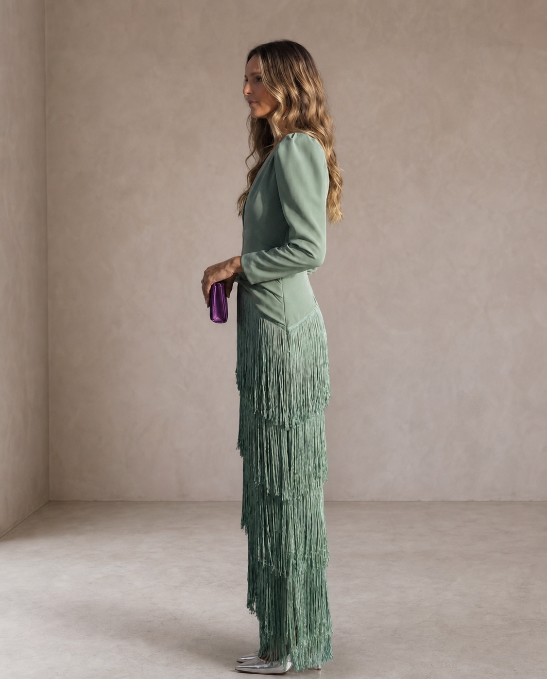 Chiara | Abito Elegante con Maniche a Frange