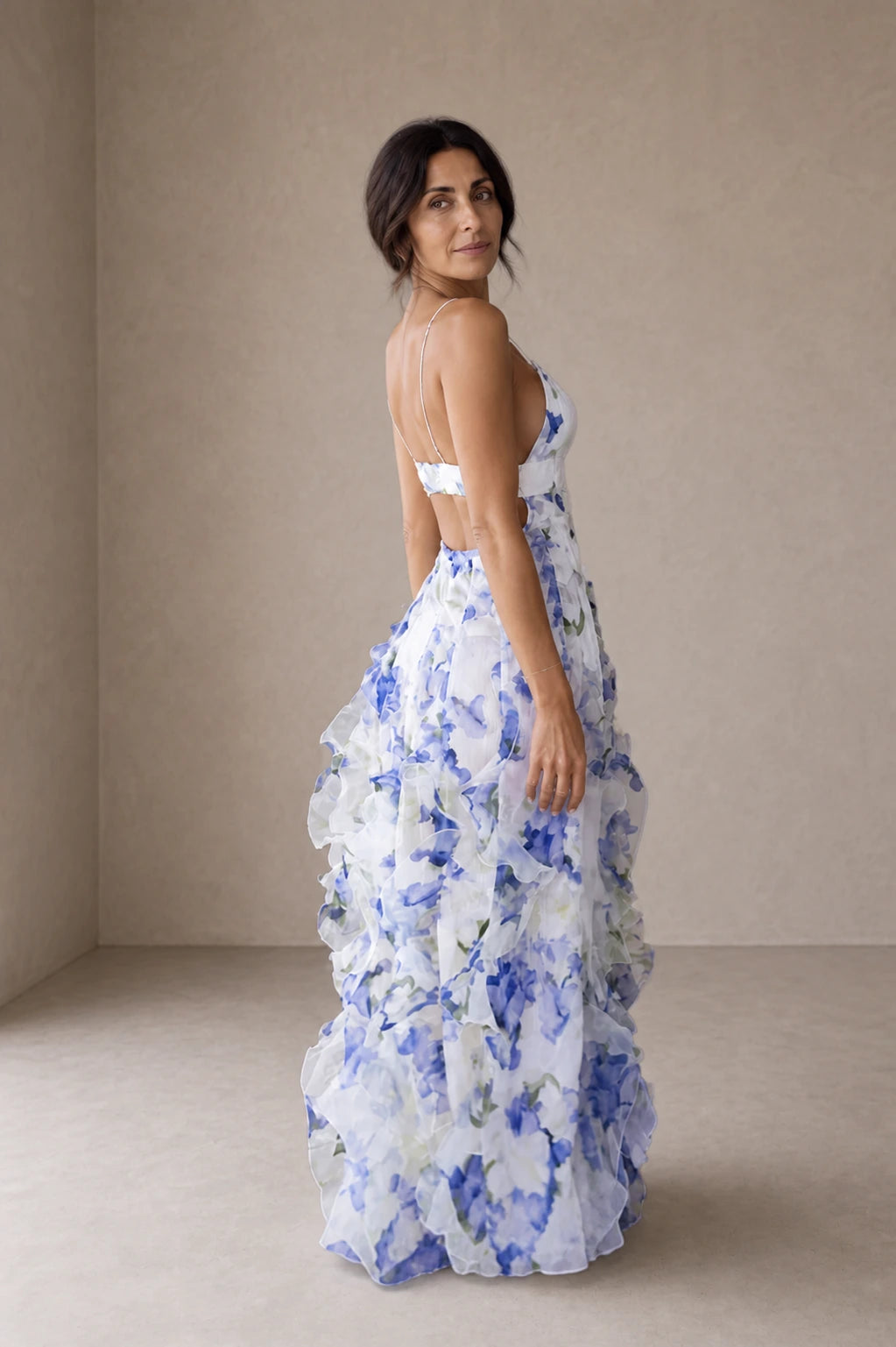 Uri | Abito Midi Floreale con Rouches