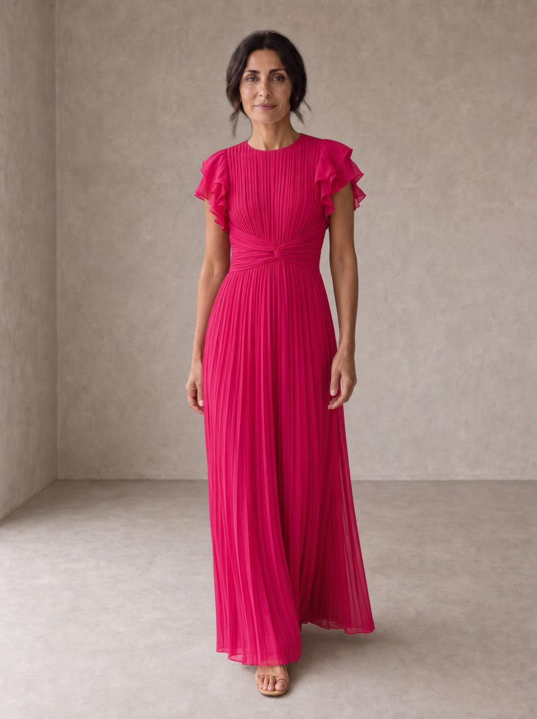 Seraphina | Elegante Maxi Abito Plissettato con Vita Annodata