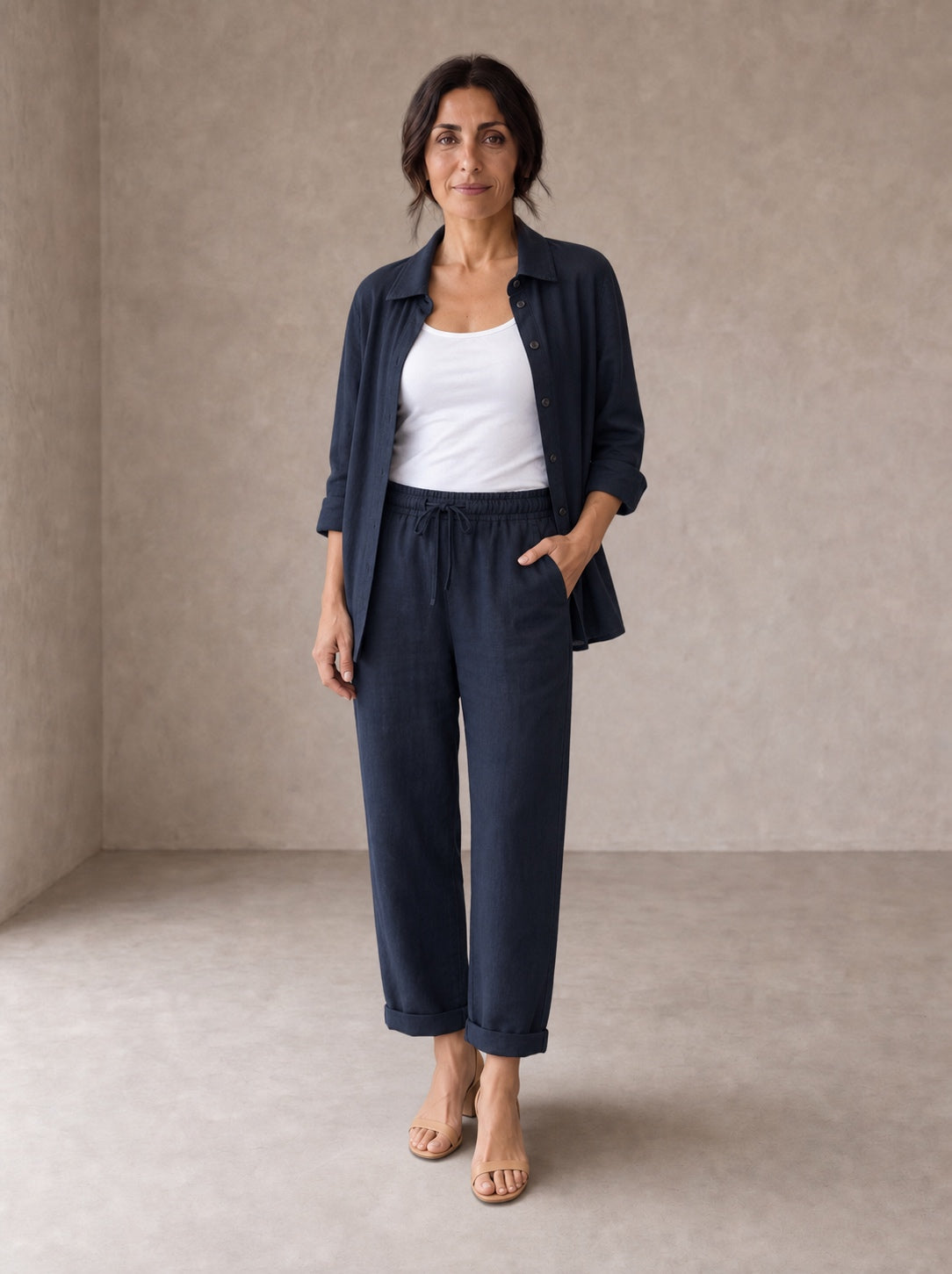 Martina | completo camicia e pantaloni in lino e cotone