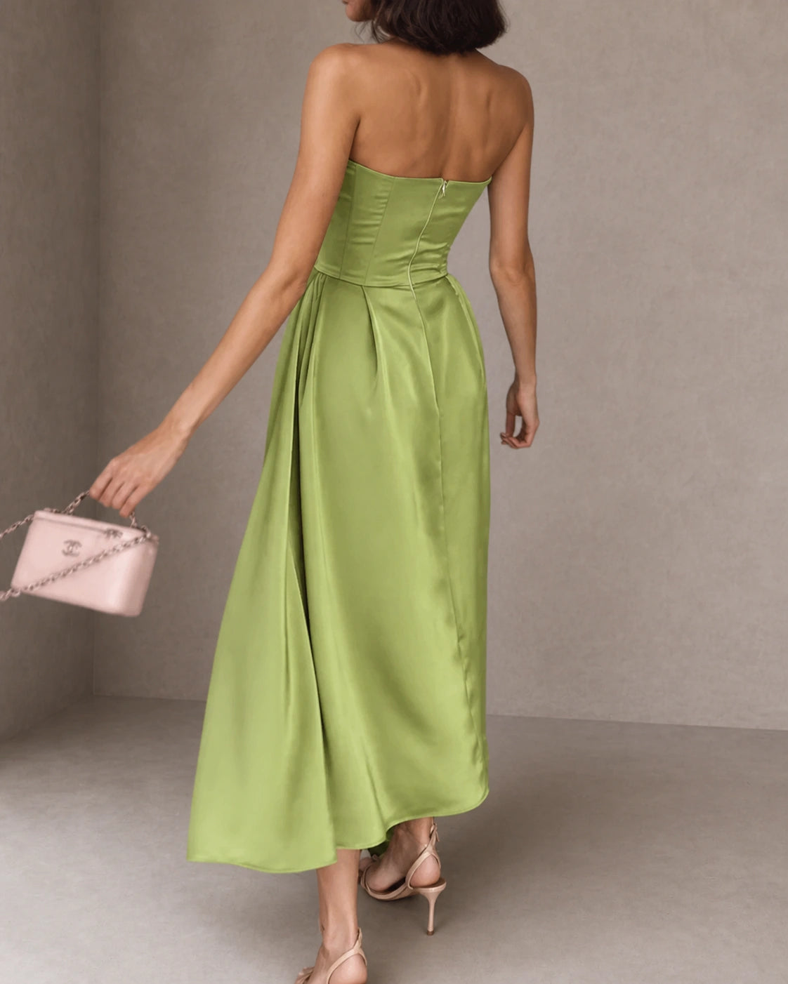 Liora | Abito Midi Elegante Senza Spalline
