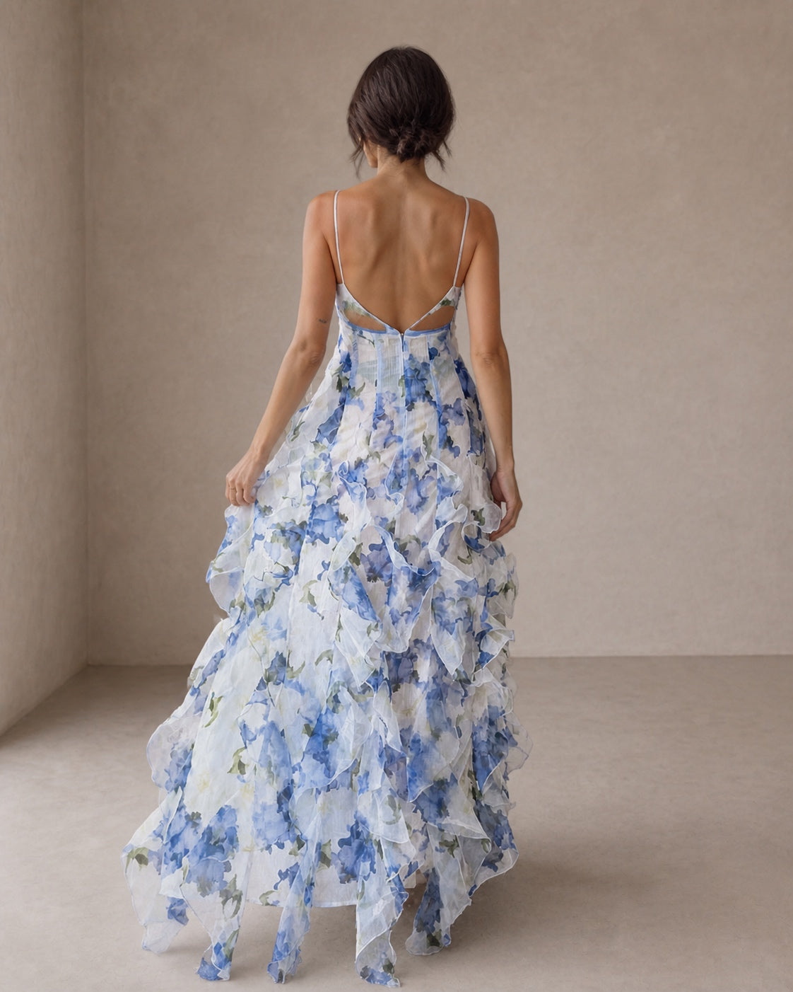 Uri | Abito Midi Floreale con Rouches