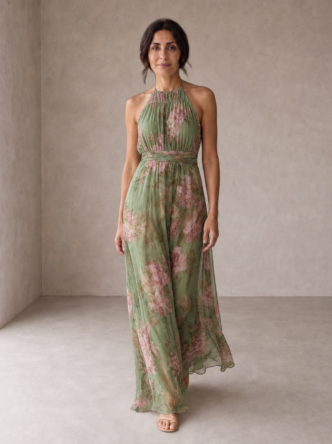 Livia | Abito Maxi Halter Floreale Elegante