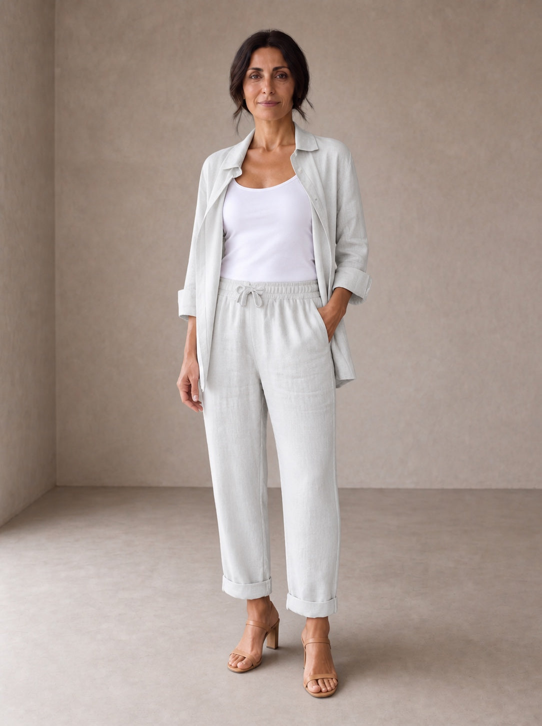 Martina | completo camicia e pantaloni in lino e cotone