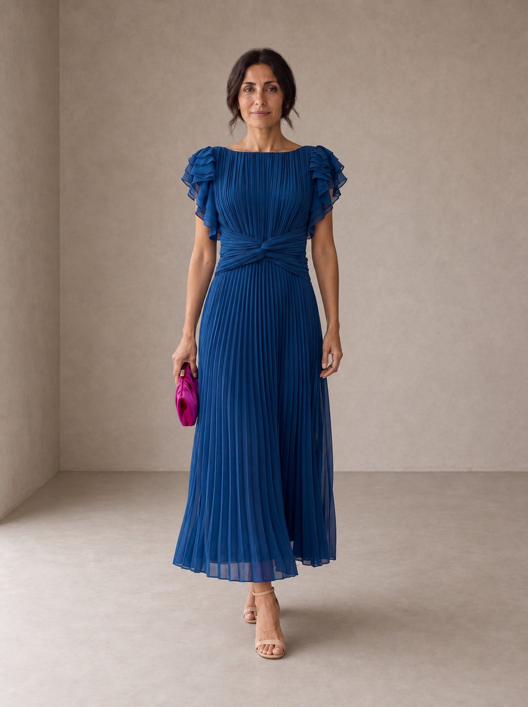 Seraphina | Elegante Maxi Abito Plissettato con Vita Annodata