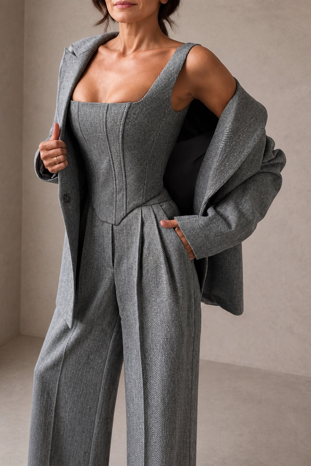 Dolce | Completo a Tre Pezzi con Blazer Doppiopetto