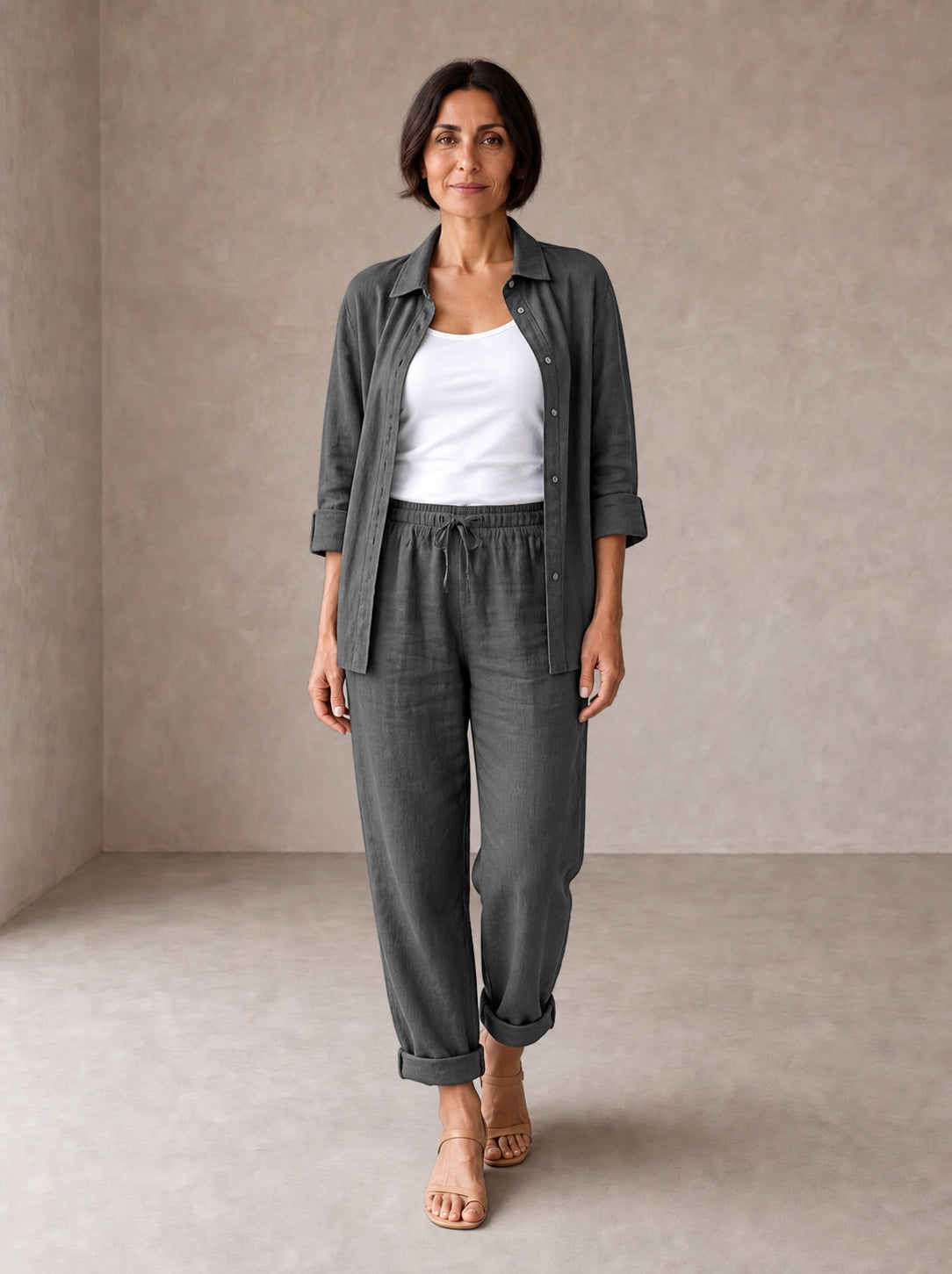 Martina | completo camicia e pantaloni in lino e cotone