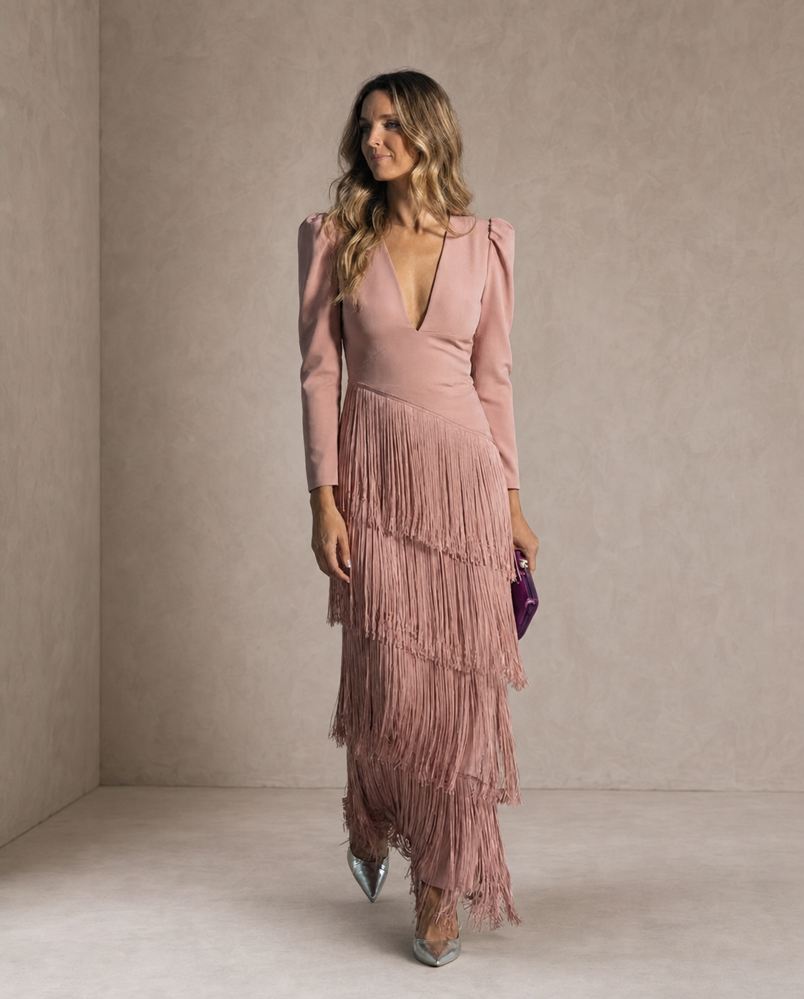 Chiara | Abito Elegante con Maniche a Frange