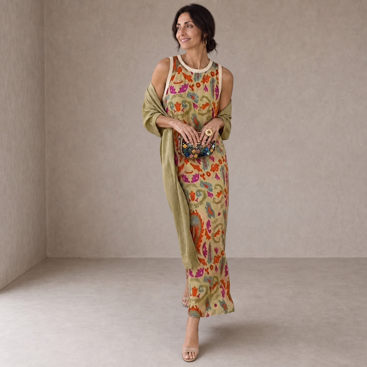 Elveria | Abito maxi con cardigan