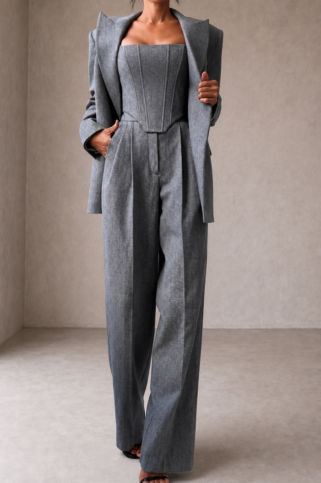 Dolce | Completo a Tre Pezzi con Blazer Doppiopetto
