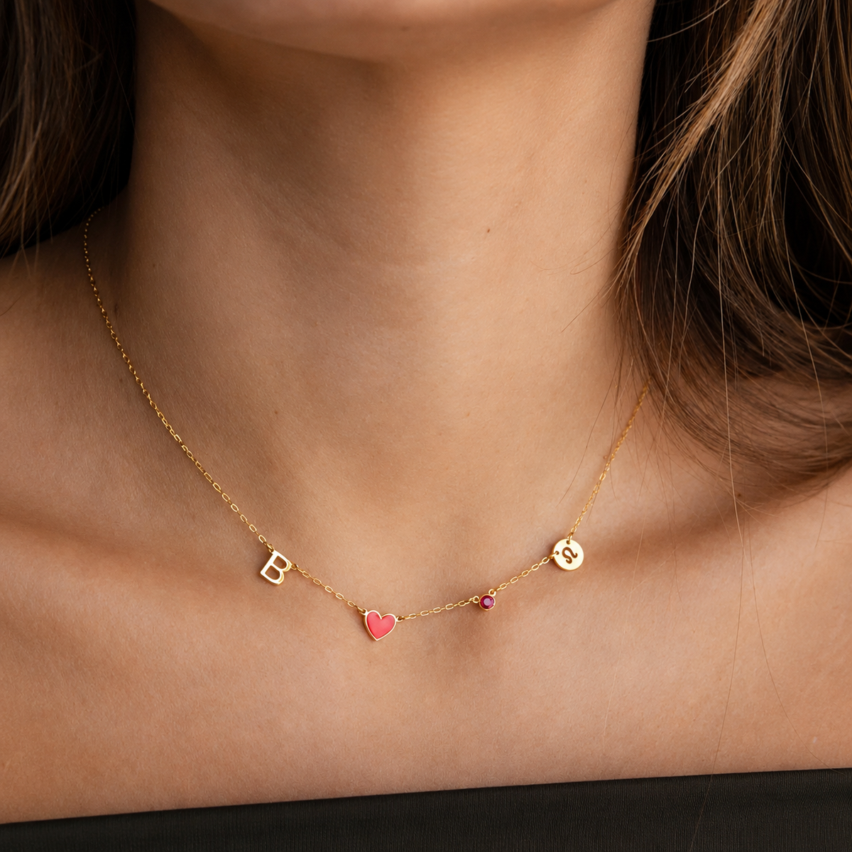 Alina | Collana con Iniziale a Forma di Cuore