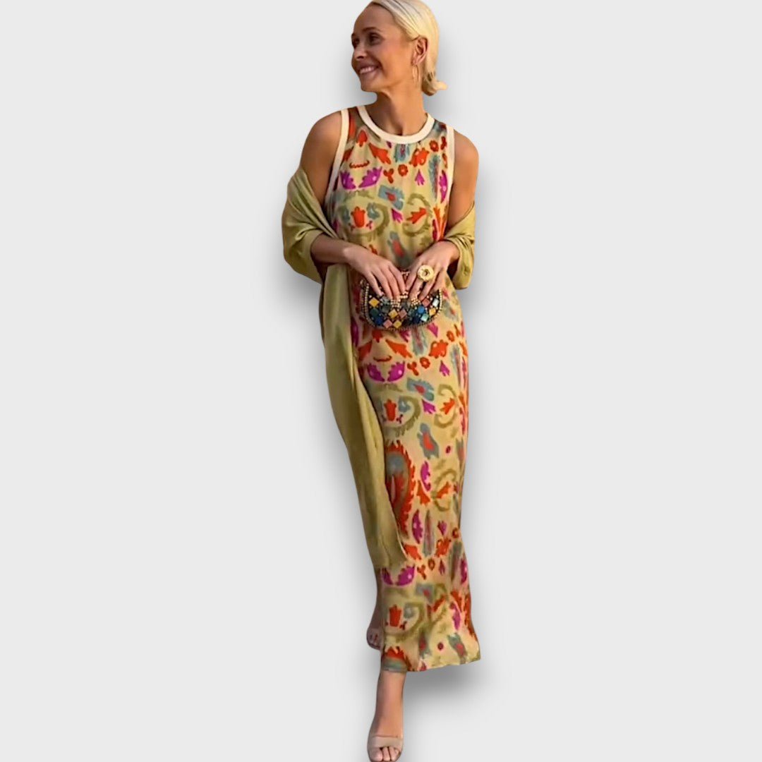Elveria | Abito maxi con cardigan